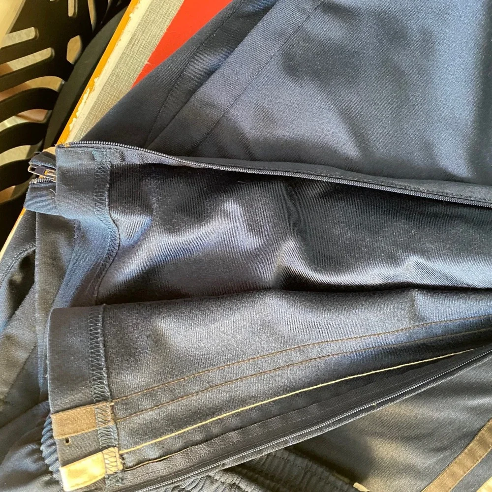 Nike Navy Blue Track Pants Mens XL Side Stripe Ankle Zip Athletic Trousers
